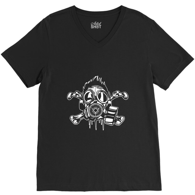 Cross Bones Gasmask Guy V-neck Tee | Artistshot