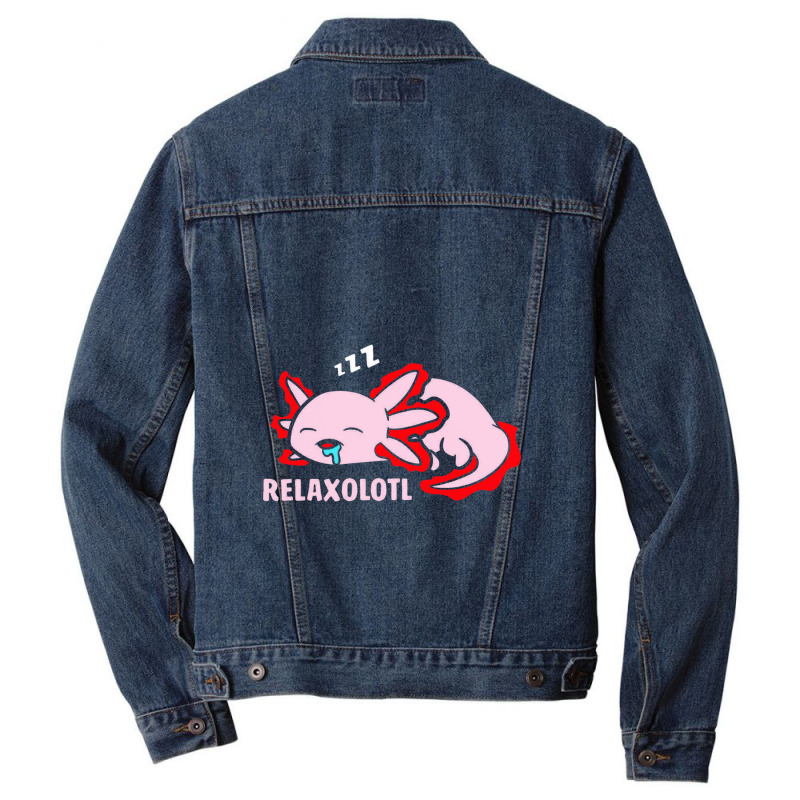 Cute Axolotl Lover Mexican Salamander Relaxolotl Men Denim Jacket | Artistshot