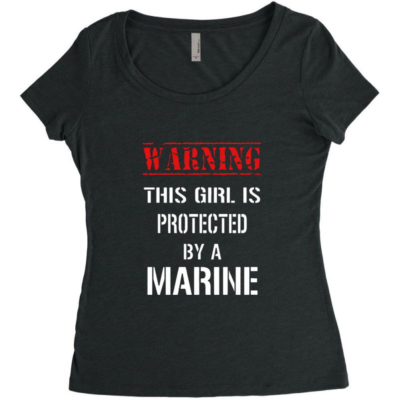 Warning This Girl Is Protected By A Marine Women's Triblend Scoop T-shirt by jhonsonrames | Artistshot