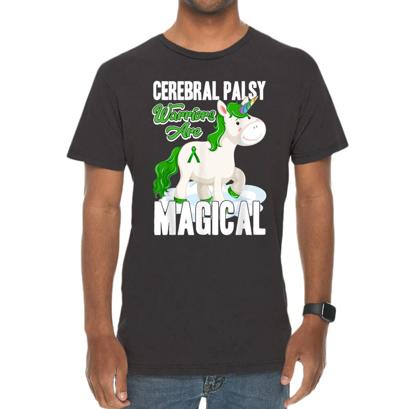 Cerebral Palsy Warrior Magical Unicorn Ataxic Green Ribbon T Shirt Vintage T-Shirt by Courtney Renee Jensen | Artistshot