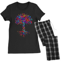 Dna Tree Life Watercolor Genetic Biologist Science Earth Day Women's Pajamas Set | Artistshot