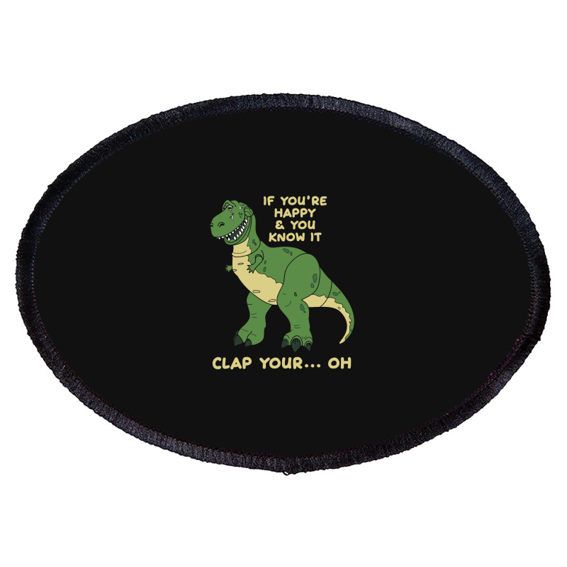 Clap Your Hands Dinosaur Oval Patch | Artistshot