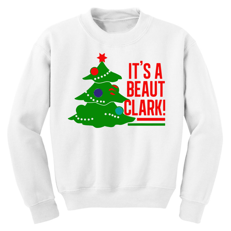 Beaut Clark Christmas Youth Sweatshirt by Vishaka | Artistshot