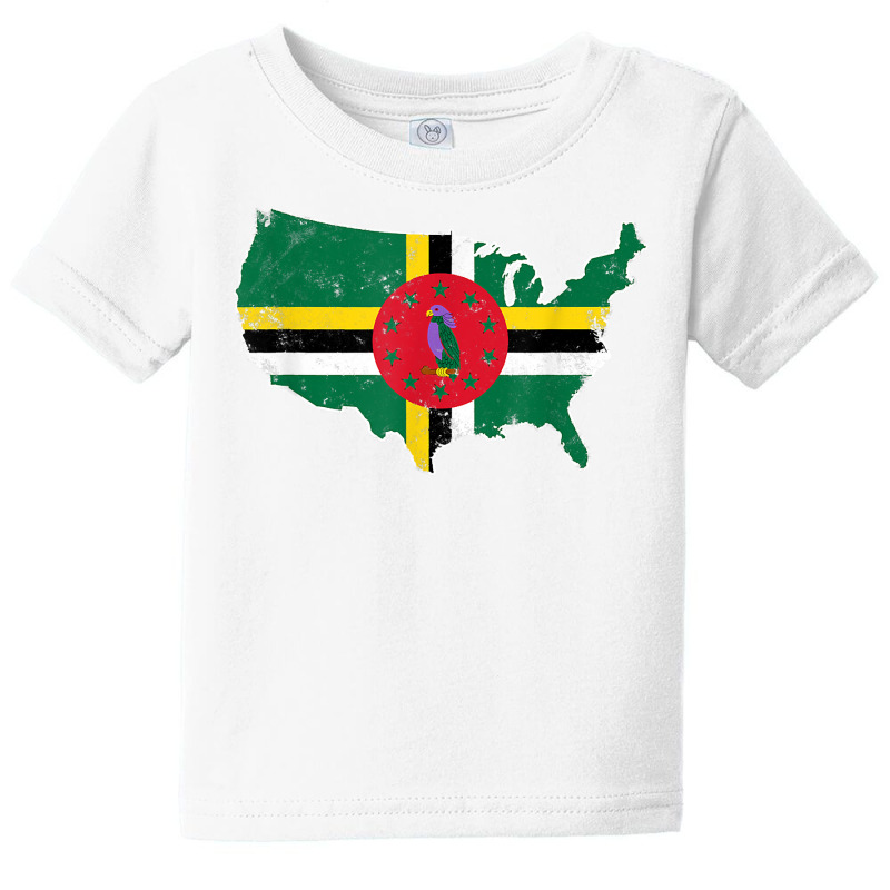 Vintage America With Dominica Flag Dominican Roots Gift T Shirt Baby Tee by tognifx | Artistshot