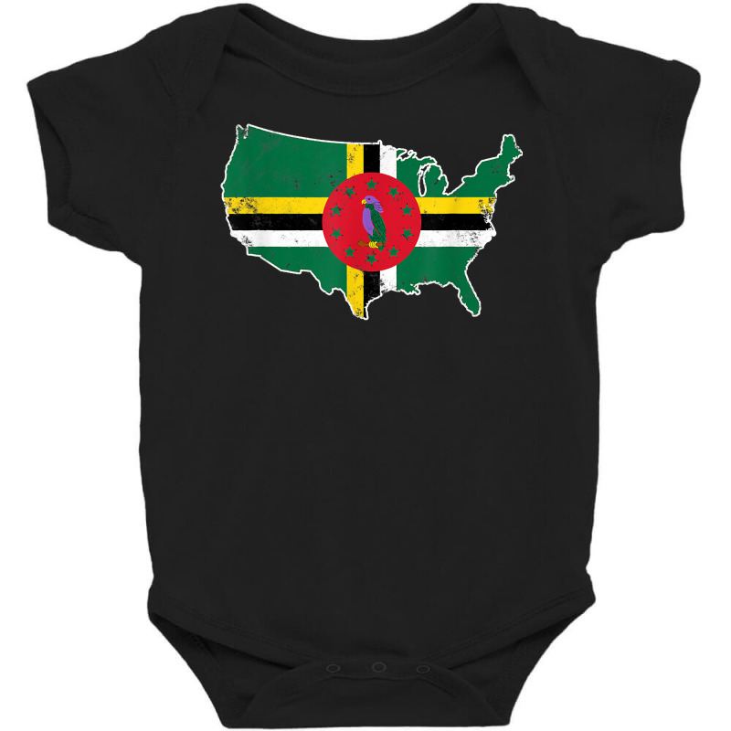 Vintage America With Dominica Flag Dominican Roots Gift T Shirt Baby Bodysuit by tognifx | Artistshot