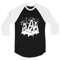 Dinosaur Alien Abduction Ufo T Rex 3/4 Sleeve Shirt | Artistshot