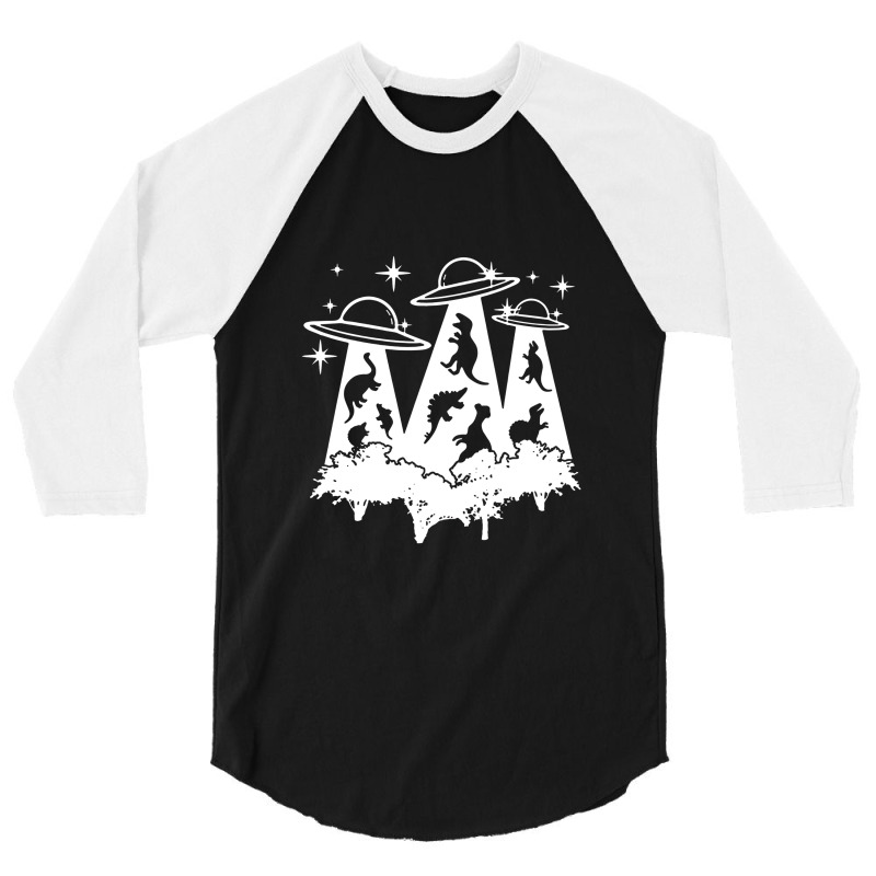 Dinosaur Alien Abduction Ufo T Rex 3/4 Sleeve Shirt | Artistshot