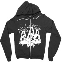 Dinosaur Alien Abduction Ufo T Rex Zipper Hoodie | Artistshot