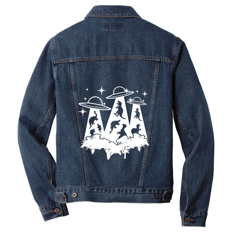 Dinosaur Alien Abduction Ufo T Rex Men Denim Jacket | Artistshot