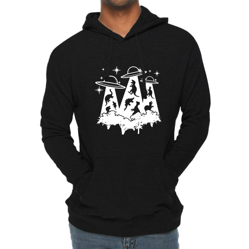 Dinosaur Alien Abduction Ufo T Rex Lightweight Hoodie | Artistshot