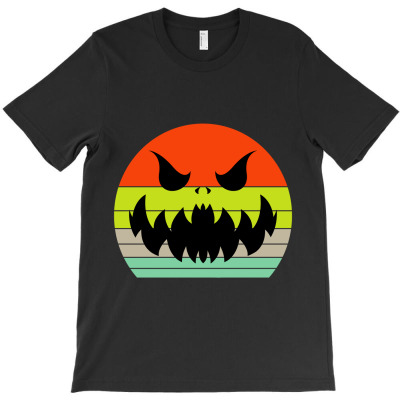 Vintage Scary Pumpkin Face Halloween T-shirt Designed By Antony Rusli