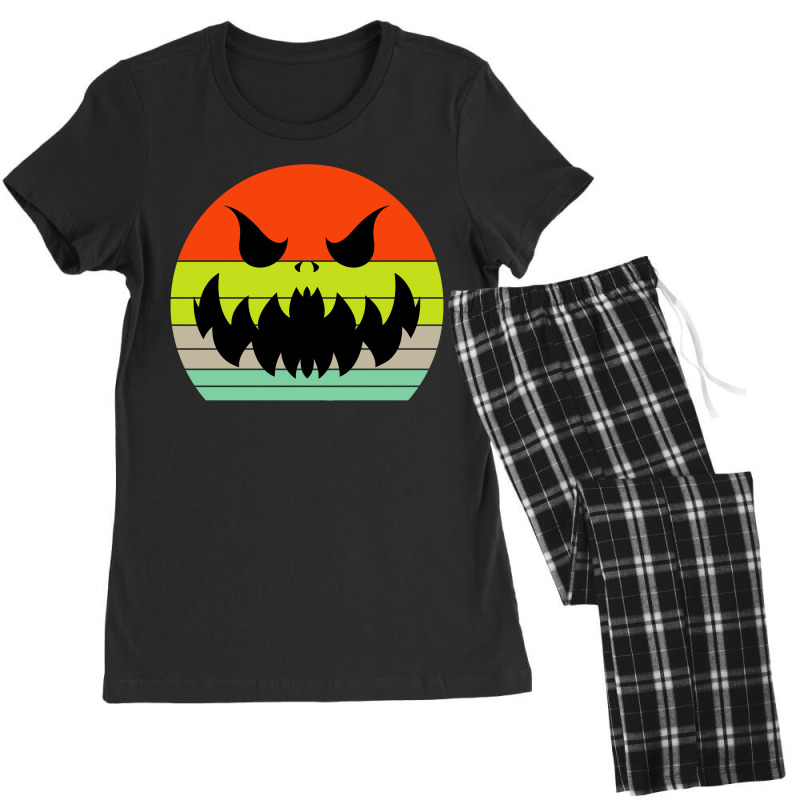 Vintage Scary Pumpkin Face Halloween Women's Pajamas Set | Artistshot