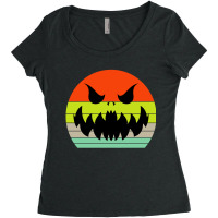 Vintage Scary Pumpkin Face Halloween Women's Triblend Scoop T-shirt | Artistshot