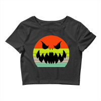 Vintage Scary Pumpkin Face Halloween Crop Top | Artistshot