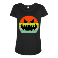 Vintage Scary Pumpkin Face Halloween Maternity Scoop Neck T-shirt | Artistshot