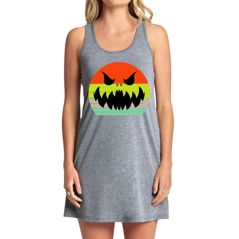 Vintage Scary Pumpkin Face Halloween Tank Dress | Artistshot