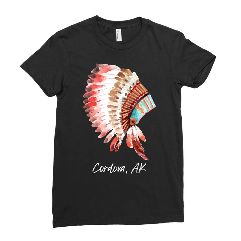 Native Indian Tribal Headdress Art T  Shirt Cordova Alaska Watercolor Ladies Fitted T-Shirt by baroncrona555 | Artistshot