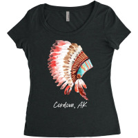 Native Indian Tribal Headdress Art T  Shirt Cordova Alaska Watercolor Women's Triblend Scoop T-shirt | Artistshot