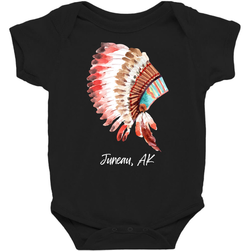 Native Indian Tribal Headdress Art T  Shirt Juneau Alaska Watercolor N Baby Bodysuit by baroncrona555 | Artistshot