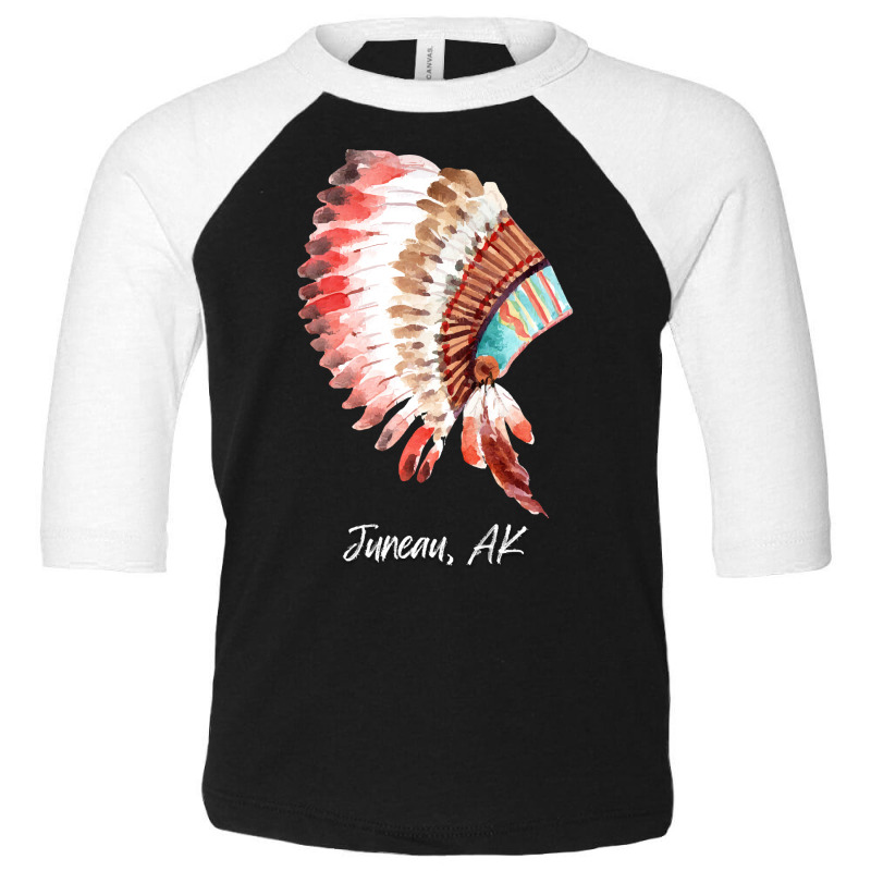 Native Indian Tribal Headdress Art T  Shirt Juneau Alaska Watercolor N Toddler 3/4 Sleeve Tee by baroncrona555 | Artistshot