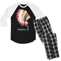 Native Indian Tribal Headdress Art T  Shirt Ketchikan Alaska Watercolo Men's 3/4 Sleeve Pajama Set | Artistshot