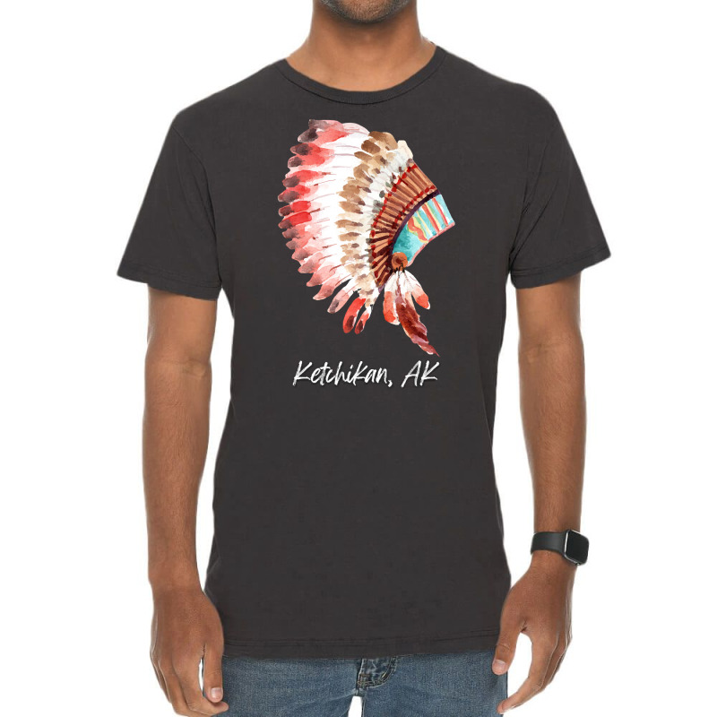 Native Indian Tribal Headdress Art T  Shirt Ketchikan Alaska Watercolo Vintage T-Shirt by baroncrona555 | Artistshot