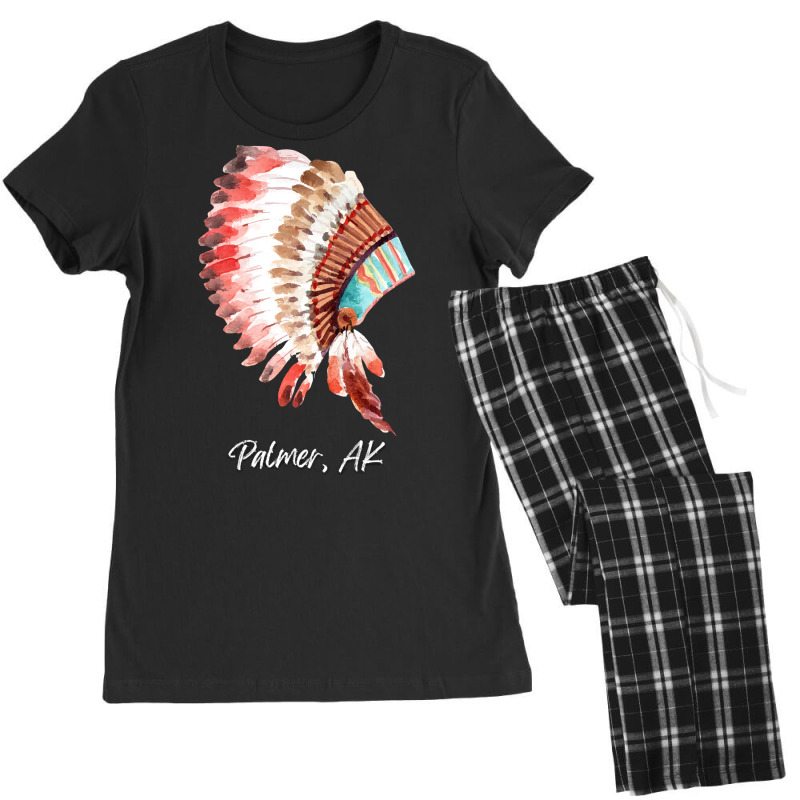 Native Indian Tribal Headdress Art T  Shirt Palmer Alaska Watercolor N Women's Pajamas Set by baroncrona555 | Artistshot