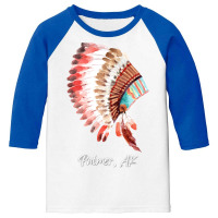 Native Indian Tribal Headdress Art T  Shirt Palmer Alaska Watercolor N Youth 3/4 Sleeve | Artistshot