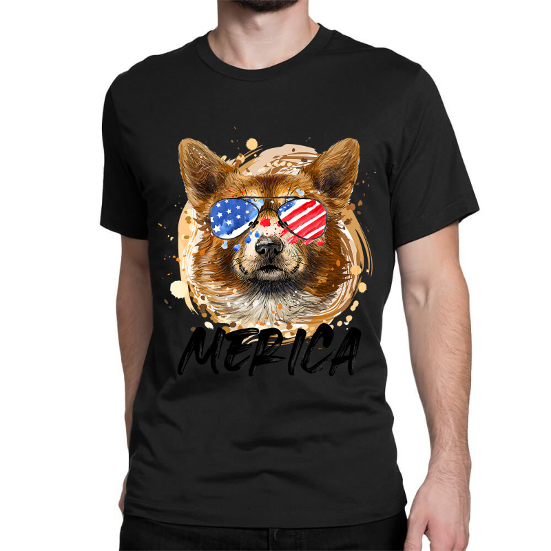 Corgi Dog 4th Of July Merica Men Women Usa American Flag 434 Welsh Cor Classic T-shirt by golferu | Artistshot