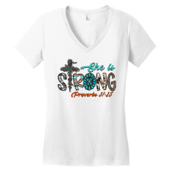 she is strong proverbs 31  25 Women's V-Neck T-Shirt | Artistshot