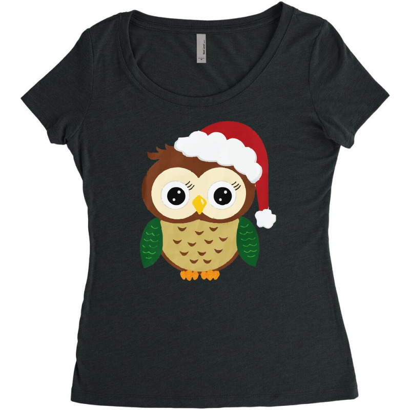 Adorable Christmas Owl Women's Triblend Scoop T-shirt by Vishaka | Artistshot