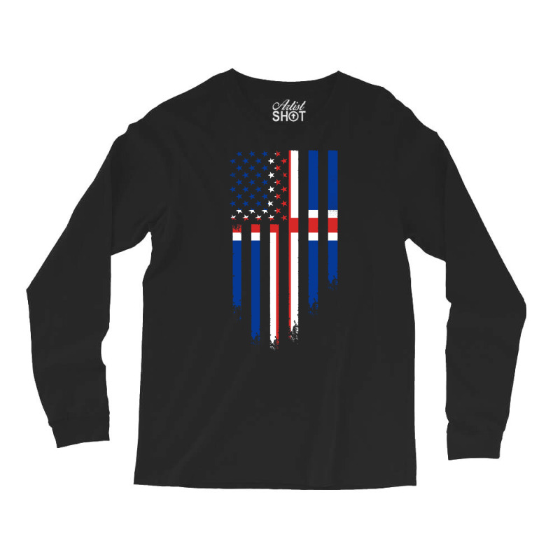 Iceland Icelandic Roots American Flag | Icelandic Roots Long Sleeve Shirts by John Phillips | Artistshot