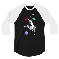 Unicorn Riding Narwhal In Space 3/4 Sleeve Shirt | Artistshot