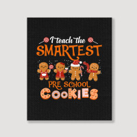 Teach Smartest Preschool Cookies Teacher Christmas Xmas Pjs T Shirt Portrait Canvas Print | Artistshot