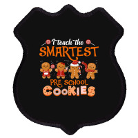 Teach Smartest Preschool Cookies Teacher Christmas Xmas Pjs T Shirt Shield Patch | Artistshot