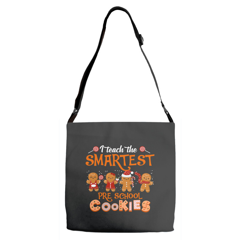 Teach Smartest Preschool Cookies Teacher Christmas Xmas Pjs T Shirt Adjustable Strap Totes | Artistshot