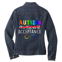 Autism   Red Instead   Acceptance Not Awareness T Shirt Ladies Denim Jacket | Artistshot