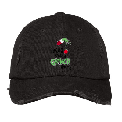 Jesus Saved A Grinch Like Me Distressed Cap Designed By Mom Tees