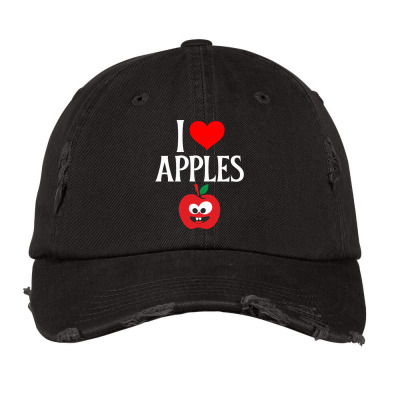 I Love Apples I Heart Apples Distressed Cap Designed By Dropshop