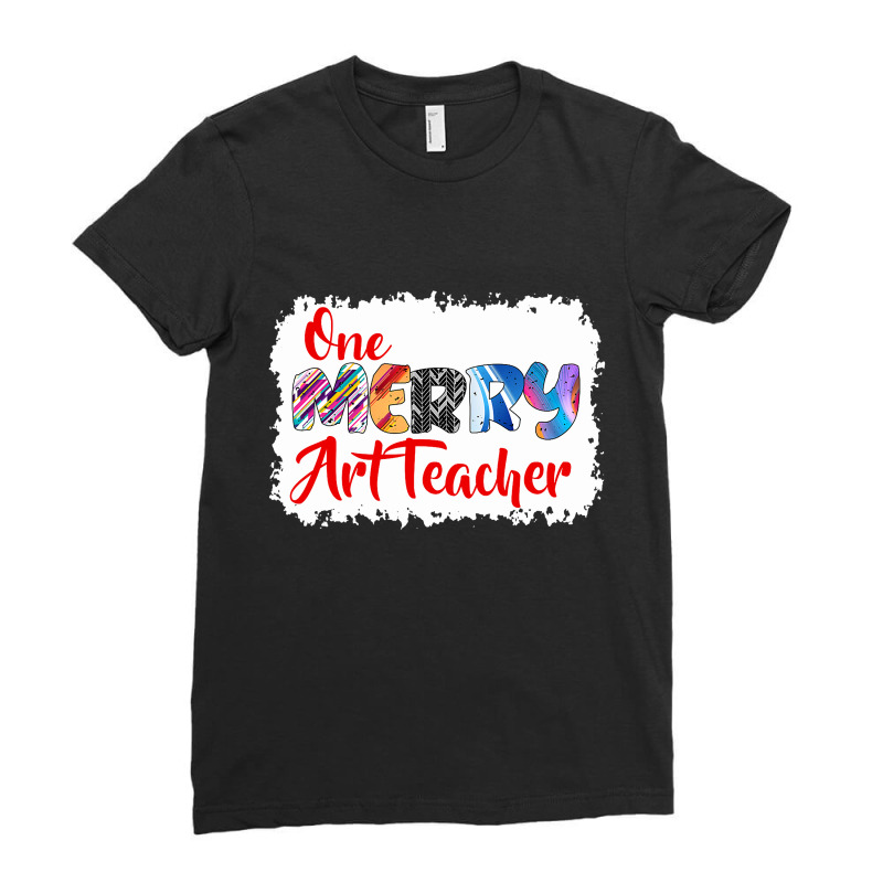 One Merry Art Teacher Christmas Pj Xmas Matching T Shirt Ladies Fitted T-Shirt by Michael_Wineinger | Artistshot