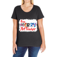 One Merry Art Teacher Christmas Pj Xmas Matching T Shirt Ladies Curvy T-shirt | Artistshot