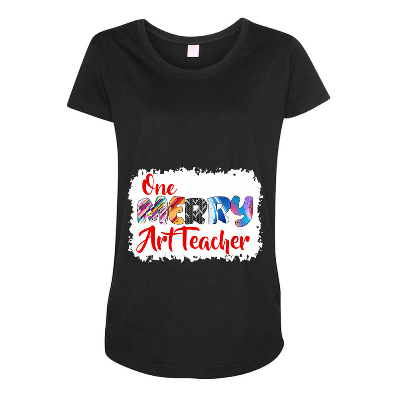 One Merry Art Teacher Christmas Pj Xmas Matching T Shirt Maternity Scoop Neck T-shirt by Michael_Wineinger | Artistshot