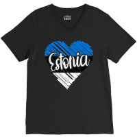 Estonia For Men Estonian Heart Flag For Women Estonia T Shirt V-neck Tee | Artistshot