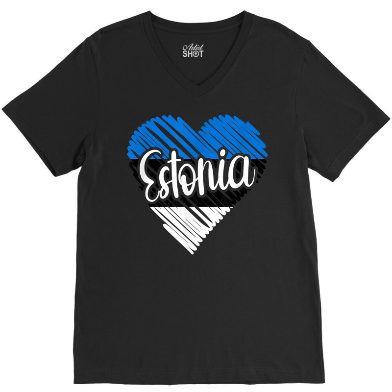 Estonia For Men Estonian Heart Flag For Women Estonia T Shirt V-neck Tee | Artistshot