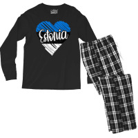 Estonia For Men Estonian Heart Flag For Women Estonia T Shirt Men's Long Sleeve Pajama Set | Artistshot