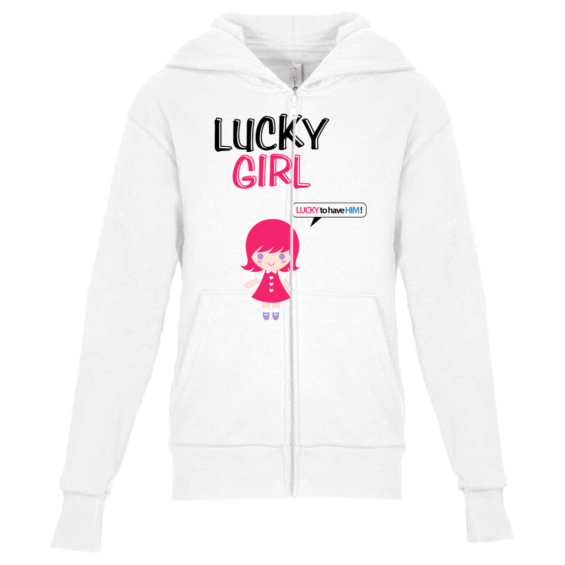 Lucky Girl (lucky Girl - Lucky Guy Couples Design) Youth Zipper Hoodie | Artistshot