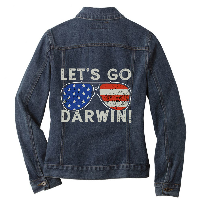 Aviator Sunglasses American Flag Let’s Go Darwin T Shirt Ladies Denim Jacket by bakien89 | Artistshot