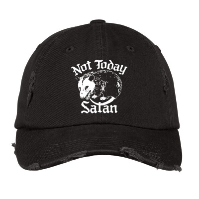 Not Today Satan Possum Distressed Cap Designed By Davianart