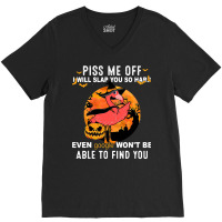 Flamingo Tropical Piss Me Off I Will Slap You Hard Pumpkin 77 Pink Bir V-neck Tee | Artistshot