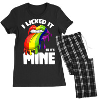 I Licked It So Its Mine Lesbian Lgbtq Rainbow Women's Pajamas Set | Artistshot